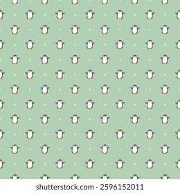 Cute Cartoon penguin seamless pattern background. Vector Illustration.