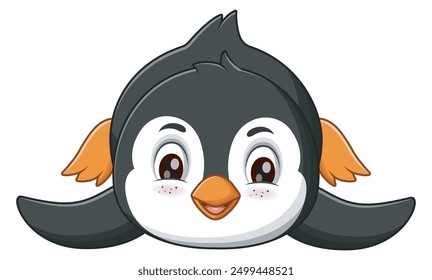 Cute cartoon penguin sliding. Suitable for children books, wildlife designs, and winter themed projects. Vector illustration