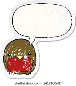 un lindo pingüino de dibujos animados con una burbuja de habla angustiado viejo pegatina
