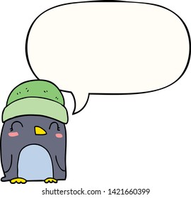 cute cartoon penguin with speech bubble