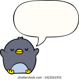lindo pingüino de caricatura con burbuja de habla