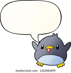 cute cartoon penguin with speech bubble in smooth gradient style