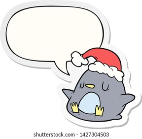 cute cartoon penguin with speech bubble sticker