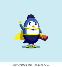 Pinguim bonito de desenho animado. Personagem pinguim técnico, mascote de pássaro de água vetor para ilustração, desenho animado animal bonito, personagem de pequeno pássaro exclusivo e bonito.