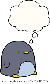 lindo pingüino de dibujos animados con burbuja de pensamientos