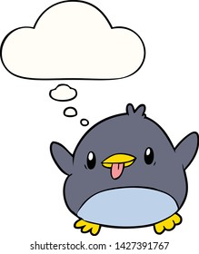 cute cartoon penguin with thought bubble