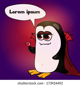 Cute cartoon penguin vampire 