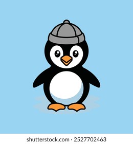 A cute cartoon penguin vector icon 
