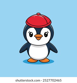 A cute cartoon penguin vector icon 
