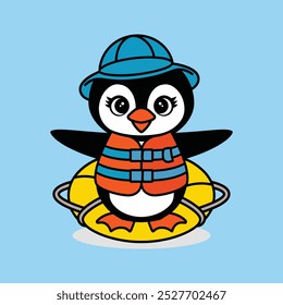 A cute cartoon penguin vector icon 
