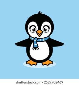 A cute cartoon penguin vector icon 
