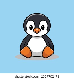 A cute cartoon penguin vector icon 
