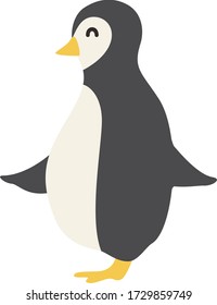 Cute Cartoon penguin, Vector illustration penguin on a white background. Drawing for children