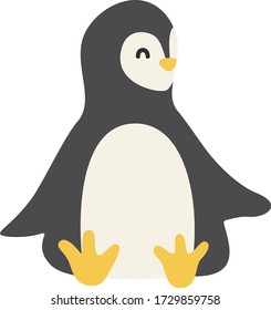 Cute Cartoon penguin, Vector illustration penguin on a white background. Drawing for children
