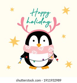 Cute Cartoon Penguin Vector Illustration