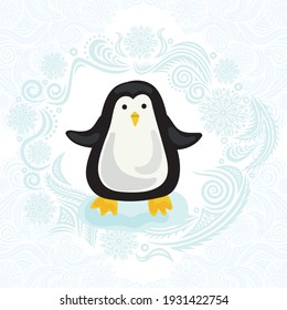 Cute cartoon penguin. Vector illustration