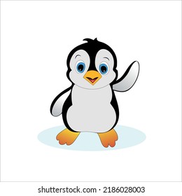 Cute Cartoon-Pinguin, Vektorgrafik einzeln auf weißem Hintergrund