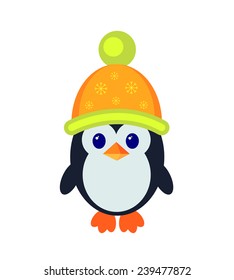 Cute cartoon penguin. Vector illustration.