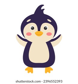Cute cartoon penguin. Vector illustration.