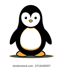 Cute Cartoon Penguin Vector Illustration with Simple Bold Outline – Adorable Baby Penguin Mascot Design for Kids, Winter Themes, Stickers, Printables, and Graphic Projects