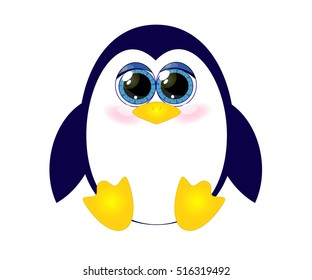 Cute cartoon penguin. Vector illustration.