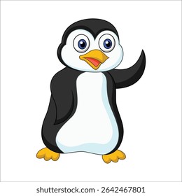Cute cartoon Penguin, wild animal baby penguin. Wild nature little penguin vector illustration isolated on white background. 85
