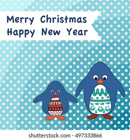 Cute cartoon penguins friends