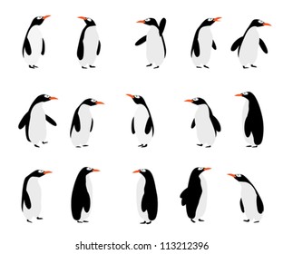 Cute cartoon penguins over white background