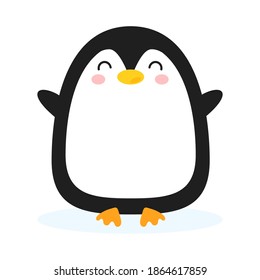 Cute cartoon penquin isolated on white background. Vector illustrtaion of funny antarctic animal