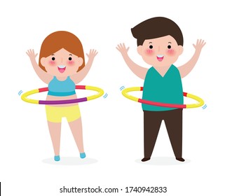 A girl playing hoola Hoop 594720 Vector Art at Vecteezy