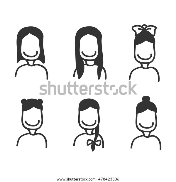 Cute Cartoon People Face Flat Design Stock Vektorgrafik