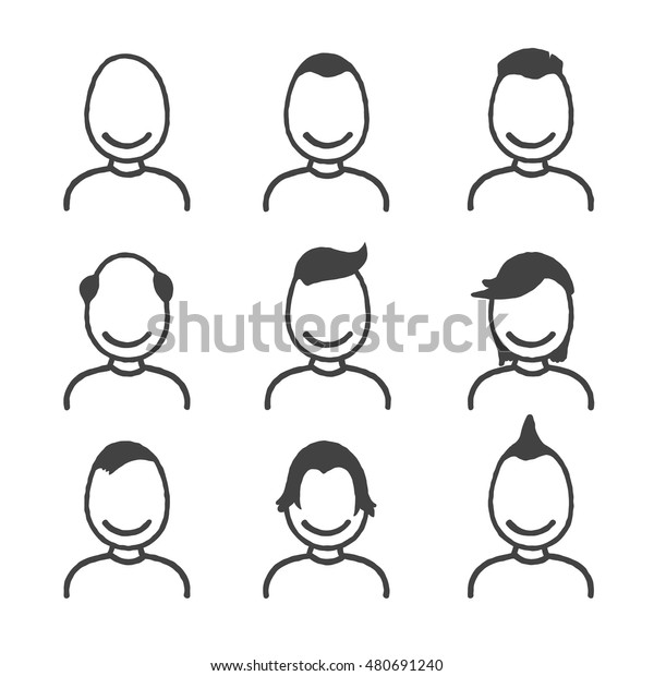 Cute Cartoon People Face Flat Design Stock Vektorgrafik