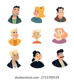 Cute cartoon people. Flat vector clipart, illustration with isolated background.
