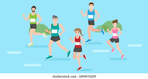cute cartoon people are running for your sport concept