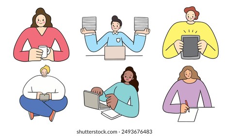 Nette Cartoon-Menschen arbeiten in verschiedenen Jobs ,Büroangestellte Vektorgrafik.