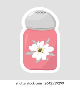 Cute Cartoon Pepper Shaker Sticker. Adorable vector illustration sticker of a pepper shaker, ideal for kitchen, cooking, and food seasoning themes