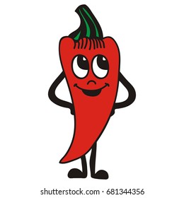 Cute cartoon pepper. Vector illustration.
