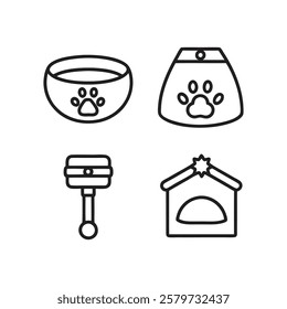 Cute Cartoon Pets and Animal Accessories Icons