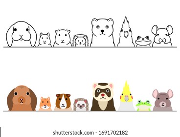 Pet Animals Border Set Front View Stock Vector (Royalty Free) 557734960