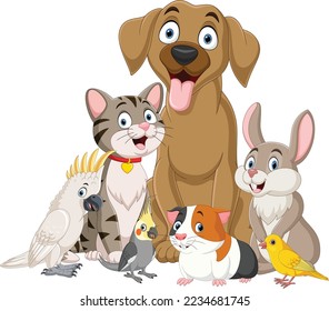 Cute cartoon pets collection set