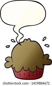 cute cartoon pie with speech bubble in smooth gradient style