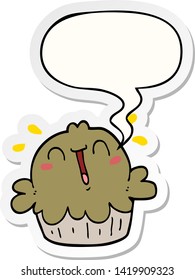 cute cartoon pie with speech bubble sticker