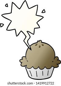 cute cartoon pie with speech bubble in smooth gradient style