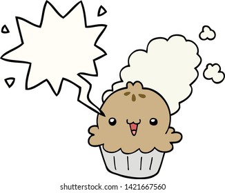 cute cartoon pie with speech bubble