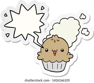 cute cartoon pie with speech bubble sticker