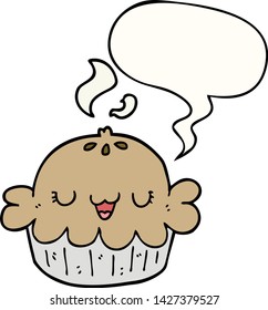 lindo pastel de dibujos animados con burbuja de habla