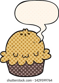 süßer Cartoon-Kuchen mit Sprachblase im Comicstil