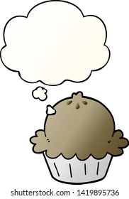 cute cartoon pie with thought bubble in smooth gradient style