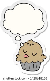 cute cartoon pie with thought bubble as a printed sticker