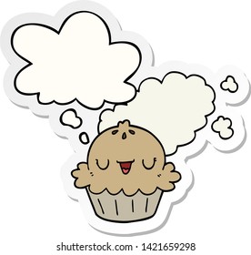 cute cartoon pie with thought bubble as a printed sticker